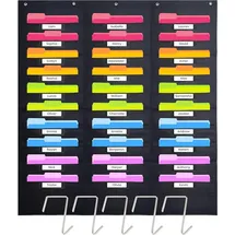 Hippo Creation Heavy Duty Storage Pocket Chart für Klassenzimmer Schwarz 30 St.