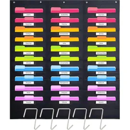 Hippo Creation Heavy Duty Storage Pocket Chart für Klassenzimmer Schwarz 30 St.
