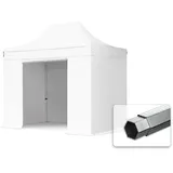 TOOLPORT 3x2m Aluminium Faltpavillon Professional 3x2 m mit 4 Seitenteilen (ohne Fenster) - ALU Pavillon Partyzelt weiß