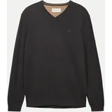 Tom Tailor 1038427 Basic Knit Pullover Mit V-ausschnitt Black Grey Melange XL
