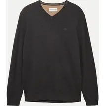 Tom Tailor 1038427 Basic Knit Pullover Mit V-ausschnitt Black Grey Melange XL