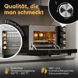 Proficook Minibackofen Multifunktion, Sichtfenster, Umluft-Funktion, stufenloser Temperaturregler