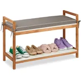Relaxdays Schuhbank, Schuhregal mit Sitzfläche, abnehmbares Polster, HxBxT: 55 x 90 x 34 cm, Sitzbank Holz, Mehrfarbig