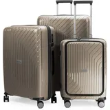 HAUPTSTADTKOFFER TXL - 3er Kofferset, TSA, Trolley-Set, 4 Rollen, Rollkoffer, EXTRA LEICHT, Reisekoffer, (S+Laptopfach, M & L), Champagner