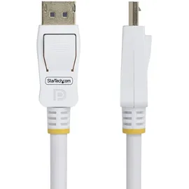 Startech StarTech.com 3m DisplayPort 1.2 Kabel, VESA-zertifiziert, 4K 60Hz, 21.6Gbps, Rastende DP-Stecker, DP 1.2 Monitor Kabel, Weiß