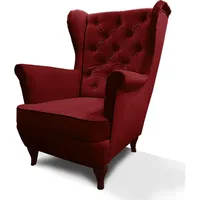 Beautysofa Chesterfield-Sessel, Bordeaux, 1-Sitzer, 82x102x92 cm, Wohnzimmer, Sessel, Ohrensessel