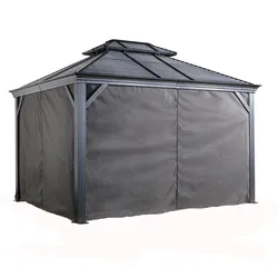 Sojag Pavillon Mykonos 12x16 Vorhänge Seitenteile Dunkelgrau
