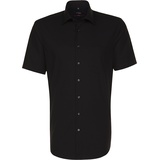 seidensticker Businesshemd Modern-Fit, Brusttasche, bügelfrei, für Herren Regular Fit Kurzarm Klassisches Hemd, schwarz 41