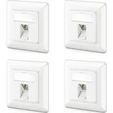 deleyCON 4x CAT6a keystone Netzwerkdosen Set Unterputz 4x Netzwerkdose STP Geschirmt Metall Gehäuse RJ45 Jack
