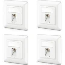 deleyCON 4x CAT6a keystone Netzwerkdosen Set Unterputz 4x Netzwerkdose STP Geschirmt Metall Gehäuse RJ45 Jack