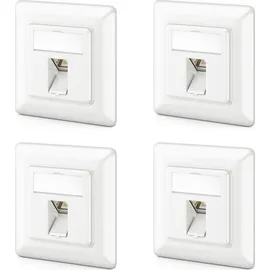 deleyCON 4x CAT6a keystone Netzwerkdosen Set Unterputz 4x Netzwerkdose STP Geschirmt Metall Gehäuse RJ45 Jack