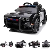 ES-Toys Kinderfahrzeug Elektro Auto "Dodge Challenger Polizei" lizenziert - 12V Akku,2 Motoren- 2,4Ghz Fernsteuerung, MP3 3 Jahre - Gr.: onesize