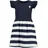 blue seven "Blue Seven Mädchen Kleid gestreift", Mädchen, Gr. 116, 5950, nachtblau, 95% Baumwolle, 5% Elasthan, normal, Rundhals, Kleider Jerseykleid
