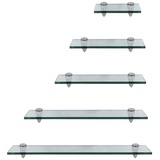 Clanmacy Wandregal Glasregal mit Halterung 20-60cm Glasboden Klarglas Glasscheibe 10 cm x 0.8 cm x 30 cm