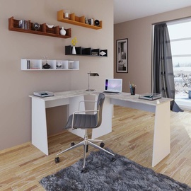VCM my office Masola Schreibtisch weiß, beton rechteckig, 4-Fuß-Gestell weiß 135,0 x 105,0 cm