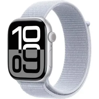 Apple Watch Series 10 GPS 46 mm Aluminiumgehäuse silber Sport Loop blaue Wolke