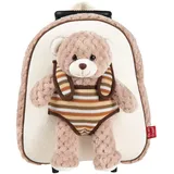 Perletti Plüschtier Teddybär Kindergepäck Rucksack für Kinder - Kinderrucksack Abnehmbaren Rädern und Kuscheltier Bär Plüschbär - Kindergarten Rollrucksack Kleinkinder 3 4 5 Jahren - 28x32x11 cm (Bär)