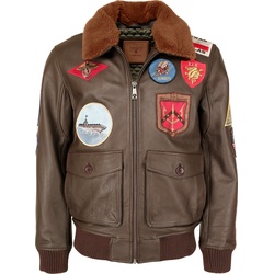 Top Gun 20201007 , Lederjacke - Dunkelbraun - 3XL