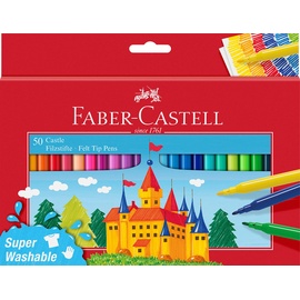 Faber-Castell 554204 - Filzstifte Set Castle, 50er Kartonetui, auswaschbare Filzstifte