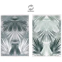 jimri Fashion4Home Teppich Läufer - Tepiche für Wohnzimmer, Schlafzimmer, Küche, Kinderzimmer, Badezimmer - Boho Kelim - Läufer Flur, Palm-Grün-Weiß, Größe: 80x150 cm