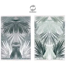 jimri Fashion4Home Teppich Läufer - Tepiche für Wohnzimmer, Schlafzimmer, Küche, Kinderzimmer, Badezimmer - Boho Kelim - Läufer Flur, Palm-Grün-Weiß, Größe: 80x150 cm
