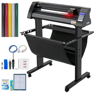 Vevor Vinyl Schneideplotter 870 mm Folienschneider Leistung 95 W Spannung AC 85-264 V, Plottermaschine Halbautomatisch mit Ständer, Signmaster-Software, Aluminiumlegierung, ARM, DMPL / HPGL, Windows