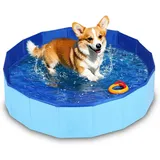 Hundepool Faltbar,50x8cm Faltbarer Pool mit Ablassventil,Planschbecken für Haust