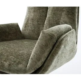 DeLife Drehstuhl Clea-Flex Chenille Olive Kreuzgestell breit Effektfinish Titan 360° drehbar