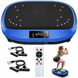 kehot Vibrationsplatte Vibrationsplatte für Ganzkörpertraining, LED Display & Fernbedienung, 200 W, 120 Intensitätsstufen, Leise Trainingsplatte mit Widerstandsbändern, Home Fitnessgerät,120 kg blau