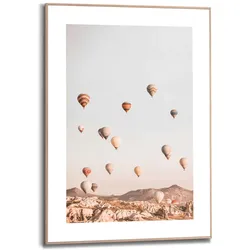 Bild REINDERS "Gerahmtes Bild Heißluftballon Ballonfahrt - Kappadokien - Freiheit", grün (farbe bild(er): khaki), B:50cm H:70cm, MDF, Bilder