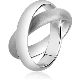 Nenalina Fingerring "Wickelring Basic Gebürstet Verschlungen 925 Silber" Gr. 58, silber, Fingerringe, Damen, 58mm, ohne Stein, Silber 925 (Sterlingsilber), 4mm, Fingerring