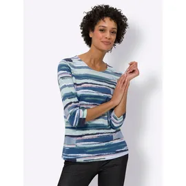 Classic Basics Sieh an! 3/4-Arm-Shirt in jeansblau-kalkmint-bedruckt | Gr.: 48
