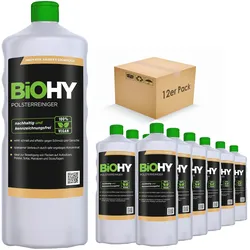 BiOHY Spezial Polsterreiniger (12x1l Flasche) | Ideal für Autositze, Sofas, Matratzen etc. | Ebenfalls für Waschsauger geeignet