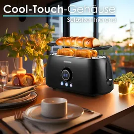 Steinborg 4 Scheiben Toaster Digitales Display m. Brötchenaufsatz