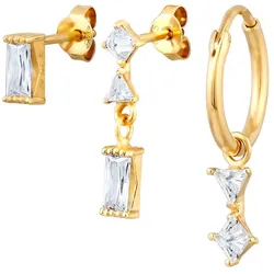 Elli Ohrstecker Creolen Set Zirkonia 925 Sterling Silber vergoldet Ohrringe   Damen 