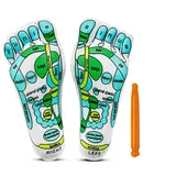 WZPUSMART Akupressur Reflexzonensocken für Damen und Herren, Fußmassage-Socken mit Massagestab, Fünf-Finger-Socken, Baumwolle, Einheitsgröße, Reflexzonenmassage, Akupressur-Tabellen in Englisch