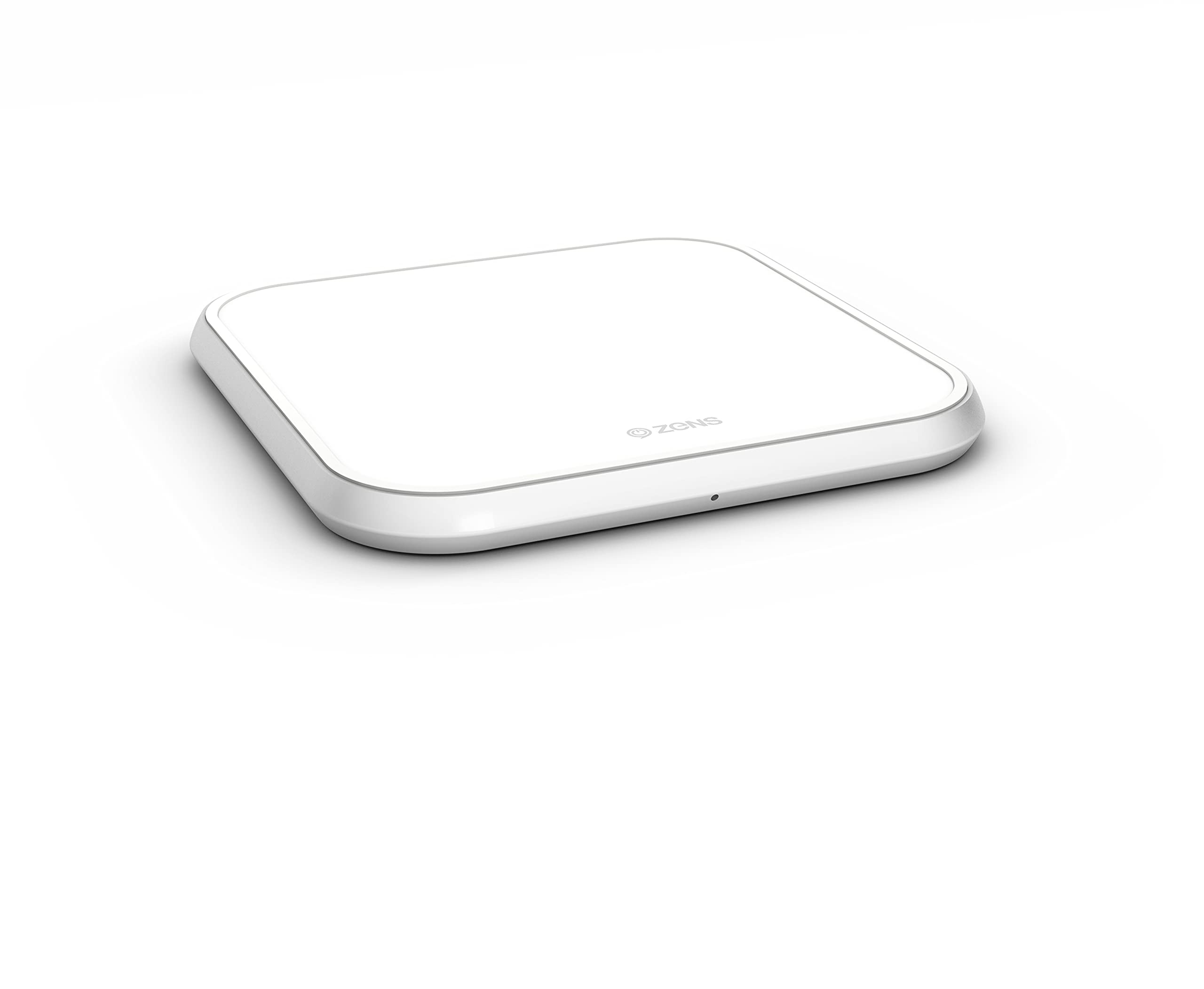ZENS Aluminium 10W kabelloses Ladegerät (Apple & Samsung Fast Charging, Qi-Zertifiziert, Netzteil + Kabel inklusive) Weiß