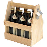 DanDiBo Flaschenträger 6 Flaschen Holz Bierträger mit Flaschenöffner 93945 Männerhandtasche