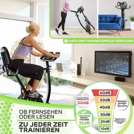 TRETMANN NEU 3in1 Heimtrainer Fahrrad klappbar -extra komfortabel& leise- [SoftFoam] DEKRA - mit tiefem Einstieg Hometrainer Fahrrad Ergometer klap...