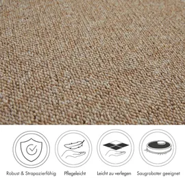 Andiamo Teppichboden ANDIAMO "Carlos, Feinschlinge, Gesamthöhe 6,5 mm, Made in Netherlands", beige, B:200cm L:300cm, Polypropylen, Teppiche, melierte Optik, Breite 200, 400 cm oder 500 cm, strapazierfähig
