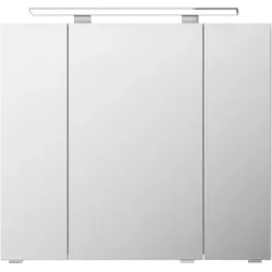 Badezimmerspiegelschrank SAPHIR "Serie 4010 Badezimmer-Spiegelschrank inkl. LED-Aufsatzleuchte", weiß (weiß glanz), B:80cm H:73,8cm T:17cm, Spanplatte, Schränke, Badschrank 80 cm breit, 3 Türen, 6 Glas-Einlegeböden, inkl Türdämpfer