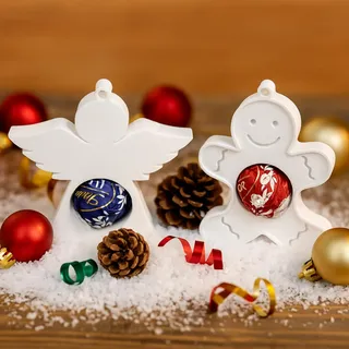 2 Stück Silikonformen Gießformen Weihnachten, Engel Silikonform Geldgeschenk Lebkuchenmann Silikonform Weihnachten Gießformen Silikon Gießform Weihnachten Giessformen Silikon Pralinenschachtel (N)