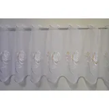 Stickereien Plauen Scheibengardine STICKEREIEN PLAUEN "Rosentraum" Gr. 2, weiß (weiß, beige), B:128cm H:40cm, Voile, Polyester, Gardinen