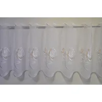 Stickereien Plauen Scheibengardine STICKEREIEN PLAUEN "Rosentraum" Gr. 2, weiß (weiß, beige), B:128cm H:40cm, Voile, Polyester, Gardinen