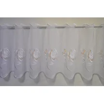Stickereien Plauen Scheibengardine STICKEREIEN PLAUEN "Rosentraum" Gr. 2, weiß (weiß, beige), B:128cm H:40cm, Voile, Polyester, Gardinen