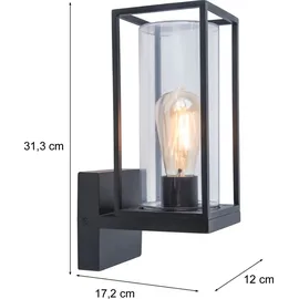Lutec Außenwandleuchte Aluminium, Glas, Metall, Stahl 31,3 cm E27 schwarz