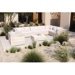 OUTFLEXX Gartenlounge für 8 Personen, desert-beige, Alu/Polyrattan, modular verstellbar, mit Kissenboxfunktion