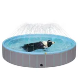 EUGAD Hundepool, Faltbare Hundepool, Hunde Pool mit Sprinkler 120x30cm Schwimmbecken für Kleien mittlegroße Hunde, PVC Hundeplanschbecken Pool Wasserspielzeug für Sommer Outdoor Garten
