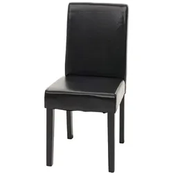 CHEFGASTRO Esszimmerstuhl klassisch und zeitlos HxBxT 90x43x56cm Sitzhöhe 45cm Leder dunkle Beine Schwarz Küchenstuhl Stuhl