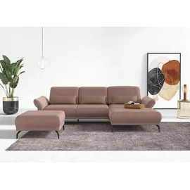 Home Affaire Ecksofa Coco L-Form, Sitztiefen-, Arm- und Kopfteilverstellung, Cord-Bezug, Fußhöhe 15 cm rosa
